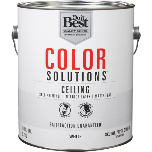 Do it Best Color Solutions Latex Self-Priming Flat Ceiling Paint, White, 1 Gal.