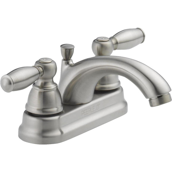 Peerless Claymore Brushed Nickel 2-Handle Lever 4 In. Centerset Bathroom Faucet with Pop-Up