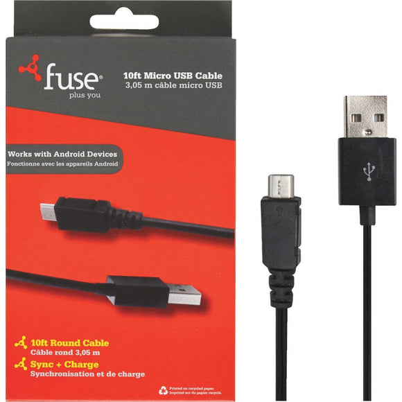 Fuse 10 Ft. Black Micro USB Charging & Sync Cable