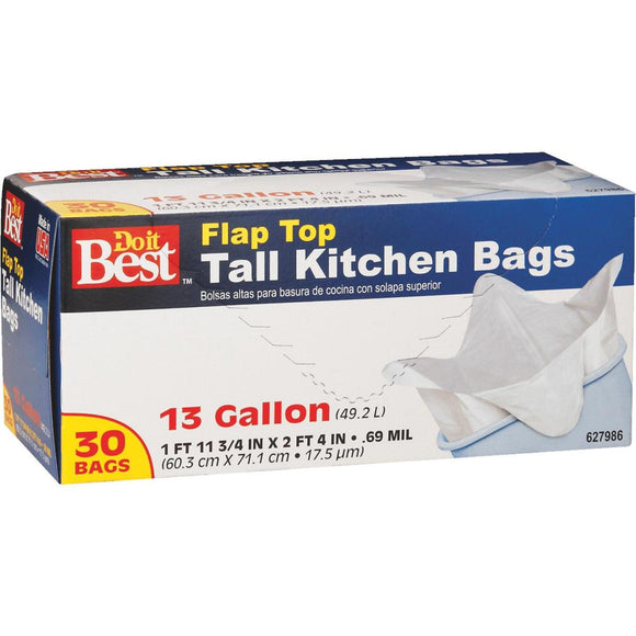 Do it Best 13 Gal. Tall Kitchen White Trash Bag (30-Count)