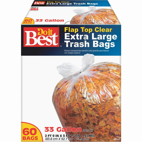 Do it Best 33 Gal. Extra Large Clear Trash Bag (60-Count)