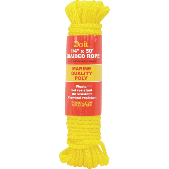Do it 1/4 In. x 50 Ft. Yellow Braided Polypropylene Packaged Rope