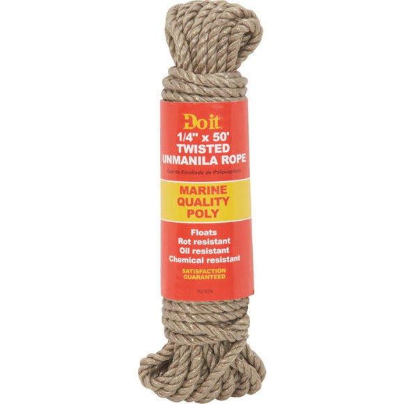 Do it 1/4 In. x 50 Ft. Natural Twisted Unmanila Polypropylene Packaged Rope