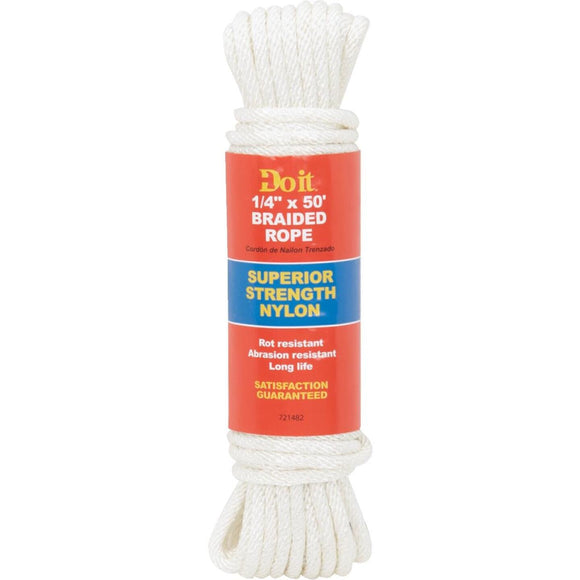 Do it 1/4 In. x 50 Ft. White Braided Nylon Packaged Rope