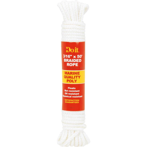 Do it 3/16 In. x 50 Ft. White Solid Braided Polypropylene Packaged Rope
