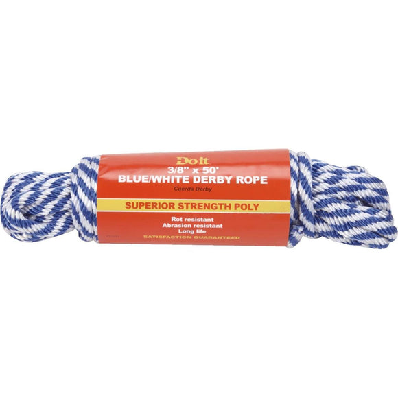 Do it 3/8 In. x 50 Ft. Blue & White Derby Polypropylene Packaged Rope