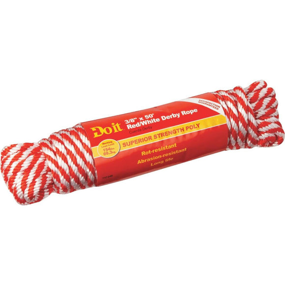 Do it 3/8 In. x 50 Ft. Red & White Derby Polypropylene Packaged Rope