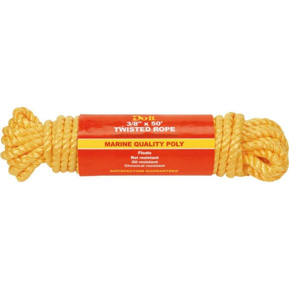 Do it 3/8 In. x 50 Ft. Yellow Twisted Polypropylene Packaged Rope
