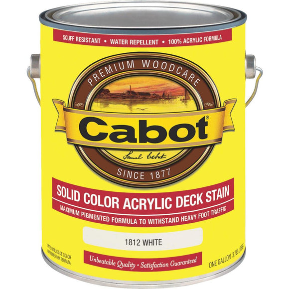 Cabot Solid Color Acrylic Deck Stain, White, 1 Gal.