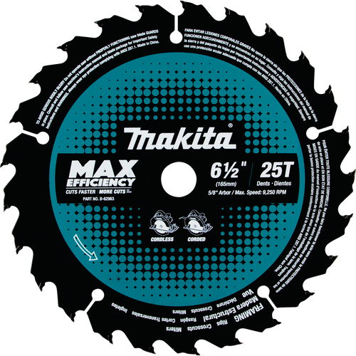 Makita 25T Carbide‑Tipped Max Efficiency Circular Saw Blade Framing (6‑1/2 ( B-62963))