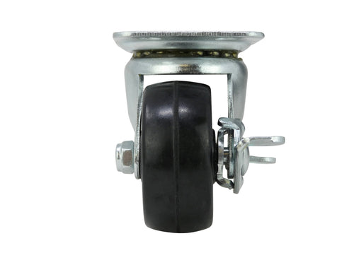 Shepherd 2-Inch Soft Rubber Swivel Plate Caster with Side Brake 90-lb Load Capacity