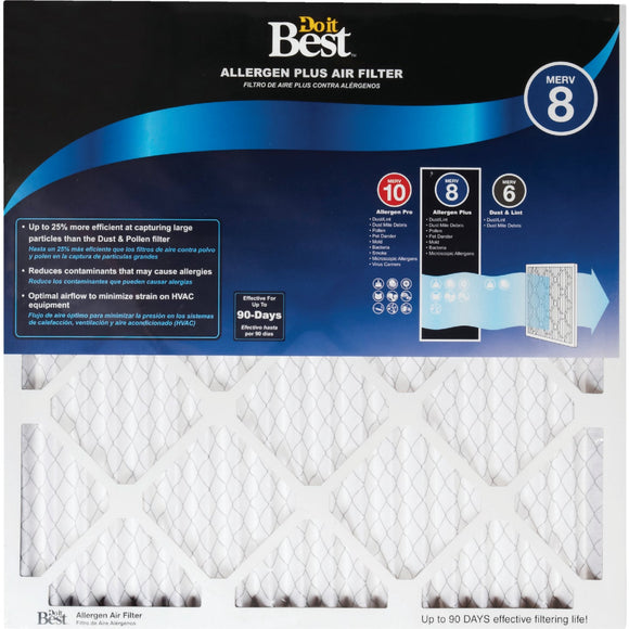 Do it Best 14 In. x 25 In. x 1 In. Allergen Plus MERV 8 Furnace Filter