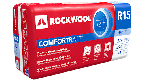 Rockwool Comfortbatt® Stone Wool Insulation (7-1/4 D x 15-1/4 W x 47 L - 29.86 Sq Ft per Pack)