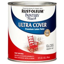 Painter's Touch Ultra Cover Latex Paint, Apple Red Gloss, 1-Qt.