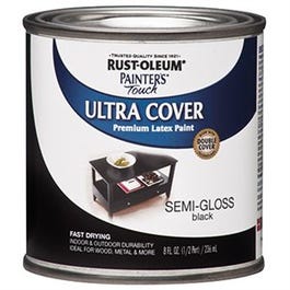 Painter's Touch Ultra Cover Latex Paint, Semi-Gloss Black, 1/2-Pint