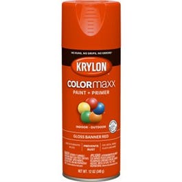 COLORmaxx Spray Paint + Primer, Gloss Banner Red, 12-oz.