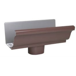 End Piece With Drop, For 5-In. Gutter, Brown Aluminum, 5-In.
