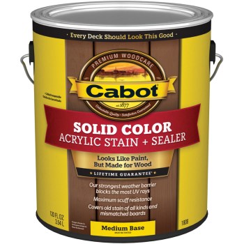 Cabot 140.0001808.007 Solid Color Acrylic Deck Stain, Medium Base ~ Gallon