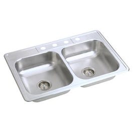 33 x 22 x 6-Inch Stainless-Steel Double-Compartment Kitchen Sink