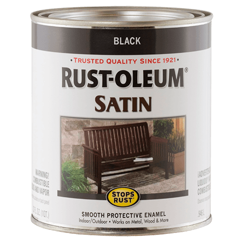 Rust-Oleum® Protective Enamel Brush-On Paint Satin Black (Quart Satin, Satin Black)