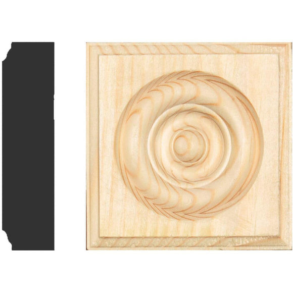 House of Fara 7/8 In. x 3-1/2 In. Unfinished Pine Rosette