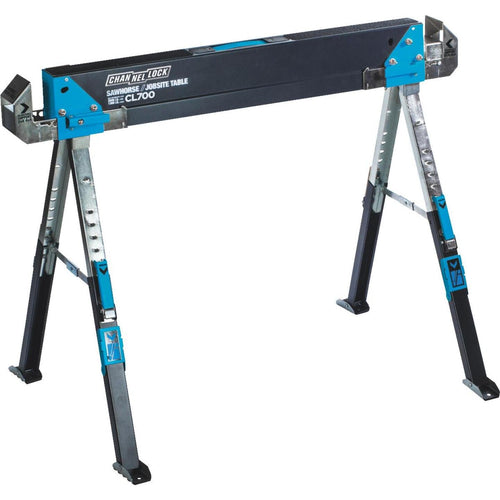 Channellock 39-1/4 to 45-3/4 In. Long Steel Adjustable Sawhorse Jobsite Table, 1300 Lb. Capacity