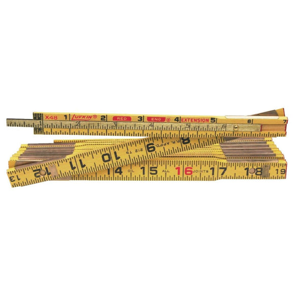 Lufkin Red End 8 Ft. x 5/8 In. Wood Folding Rule, with One 6 In. Slide Extension