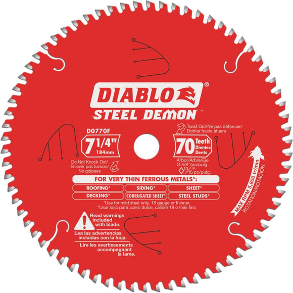 Diablo Steel Demon 7-1/4 In. 70-Tooth Thin Ferrous Metals Circular Saw Blade