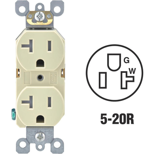 Leviton 20A Ivory Tamper Resistant Residential Grade 5-20R Duplex Outlet