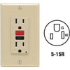 Leviton SmartlockPro Self-Test 15A Ivory Residential Grade 5-15R GFCI Outlet with Wall Plate