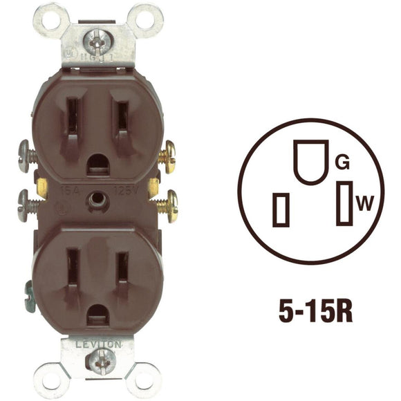 Leviton 15A Brown Shallow Grounded 5-15R Duplex Outlet