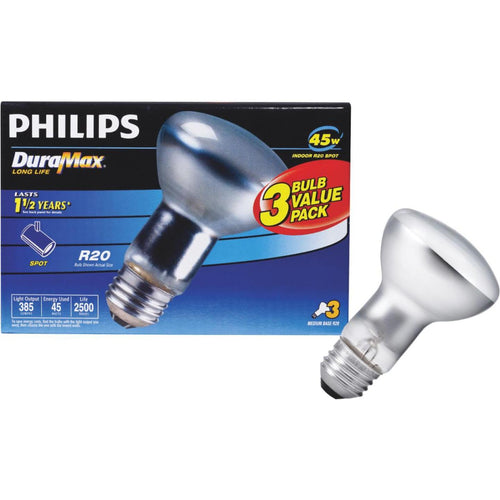 Philips DuraMax 45W Frosted Medium R20 Incandescent Spotlight Light Bulb (3-Pack)