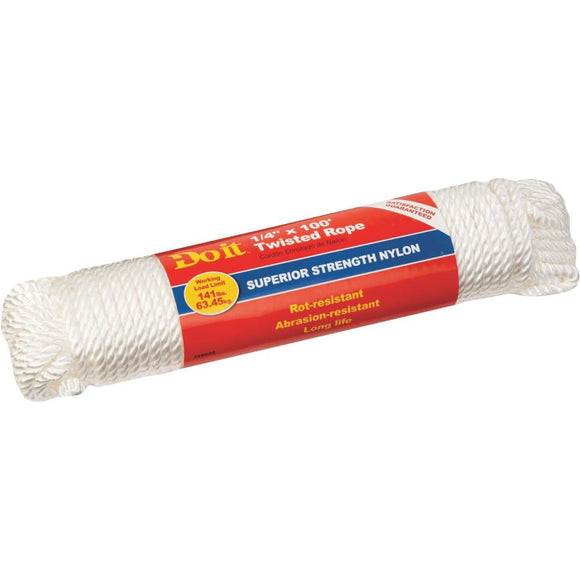 Do it 1/4 In. x 100 Ft. White Twisted Nylon Packaged Rope