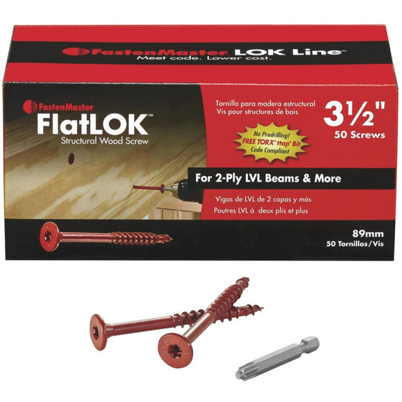 FastenMaster FlatLok 3-1/2 In. Engineered Structural Wood Screw (50 Ct.)