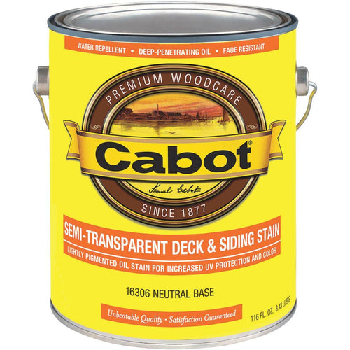 Cabot VOC Semi-Transparent Deck & Siding Exterior Stain, Neutral Base, 1 Gal.